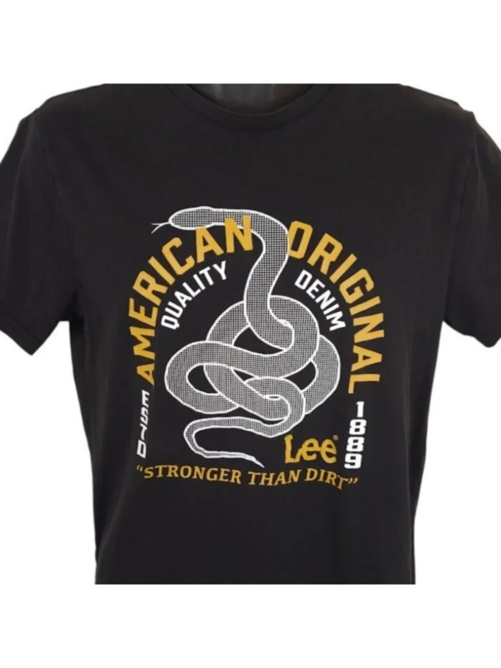 LeeāT Shirt Mens Size Small Black Stronger Than Dirt Denim Brand Snake